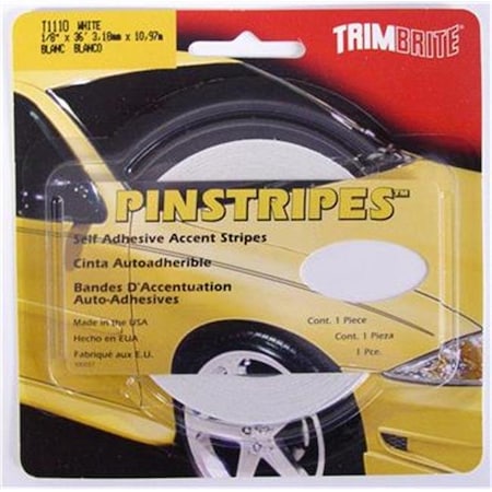 Trimbrite TRIMBRITE T1110 Pinstripe Tape; White; 0.12 In. X 36 Ft. T18-T1110